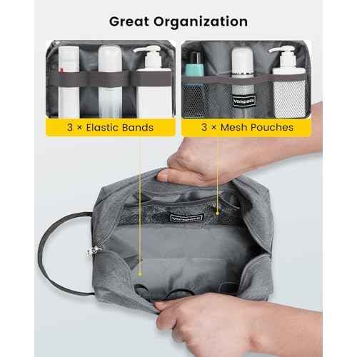 Vorspack Travel Toiletry Bag - Water Resistant Toiletry Bag for Men Travel Bag for Toiletries, Accessories - Black