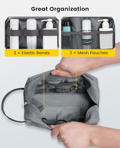 Vorspack Water Resistant Toiletry Bag - Medium Black Travel Bag