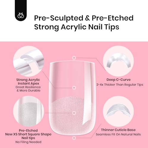 Beetles Tipex Apex Nail Tips - Short Square, 512pcs, 16 Sizes