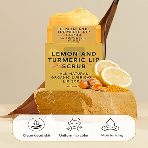 Turmeric Lemon Lip Scrub - Natural Sugar Exfoliator 50g