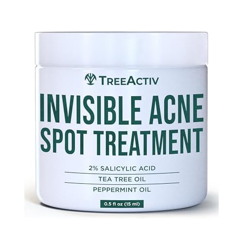 TreeActiv Invisible Salicylic Acid Spot Cream, Original Formula Lightweight Face & Body Cream for Acne-Prone Skin, Daily Use for Teens & Adults, Clear-Drying, Gentle Formula, 0.5 fl oz