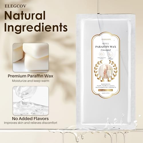 ELEGCOV Unscented Paraffin Wax Refills for Hand & Foot Spa - 10 Pack