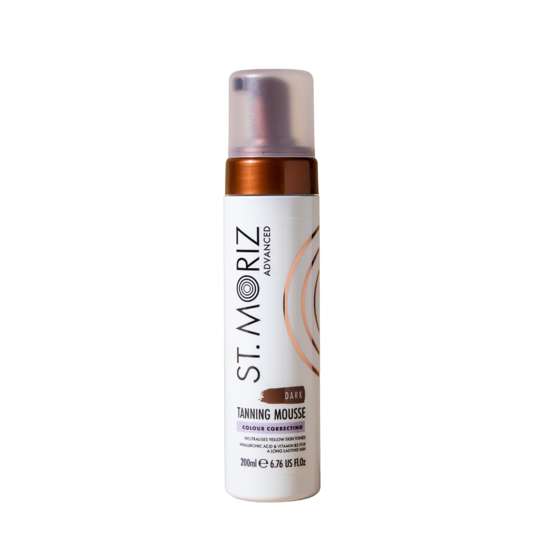 St Moriz Advanced Colour Correcting Tanning Mousse in Dark | With Hyaluronic Acid, Vitamin B5 & Advanced Skin Care Benefits | Brightens Medium to Dark Skin Tones | Fast-Drying Vegan Fake Tan | 200ml