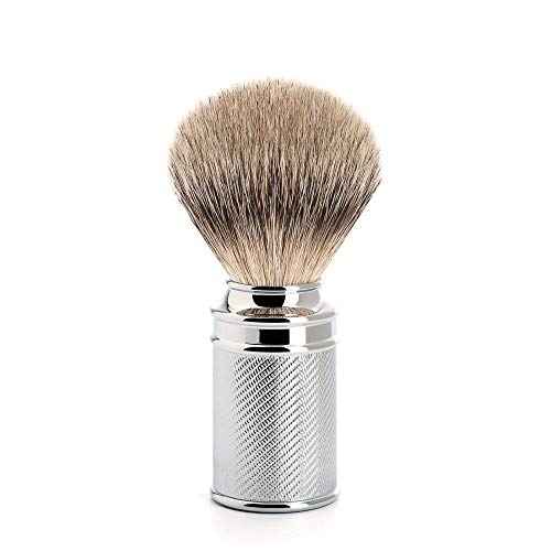 M?HLE Traditional Silvertip Badger Shaving Brush | Chrome Plated Stainless Steel Handle | Luxury Shave Accessory for Men