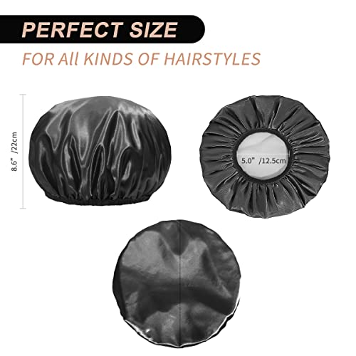 Aquior Extra Large Shower Cap for Women Men, Waterproof Satin EVA Hair Cap 4-Pack