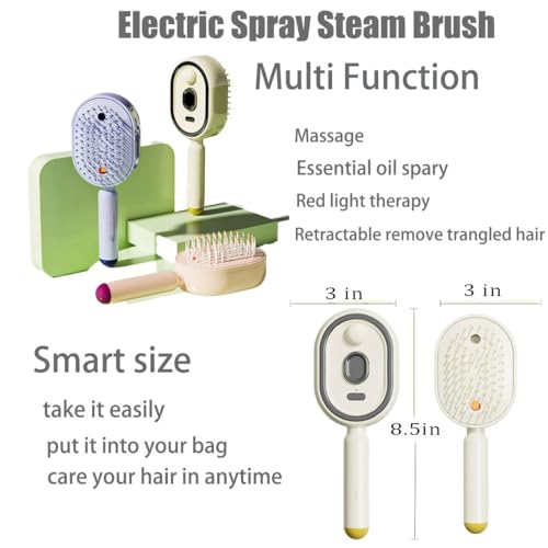 Electric Steam Detangling Brush with Misting Spray - Rechargeable & Self-Cleaning