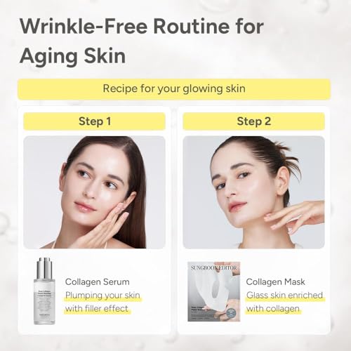 SUNGBOON EDITOR Fine Line Care Duo: Cream in Serum & Collagen Capsule Cream, Deep Fine Line Care, Glow Mist, Elasticity for Aged Skin, Face Moisturizer, Gifts for Mom, Korean Skin Care