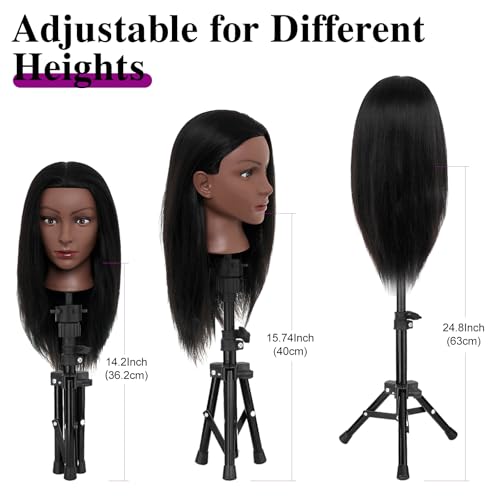 Human Hair Mannequin Head 20-22 Inch with Stand & Clamp