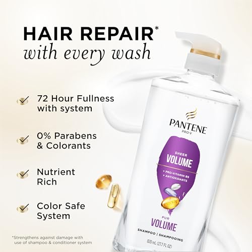Pantene Sheer Volume Shampoo - 72-Hour Fullness, 27.7 Fl Oz