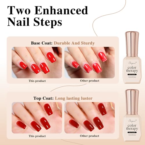 SHOYUM Gel Top Coat & Base Coat Set - No Wipe Shine Finish, Long Lasting Nail Art
