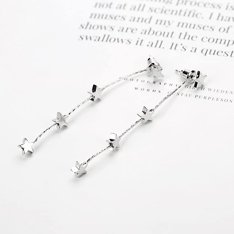 Iridescent Star Dangle Earrings - Long Tassel Fringe Jewelry