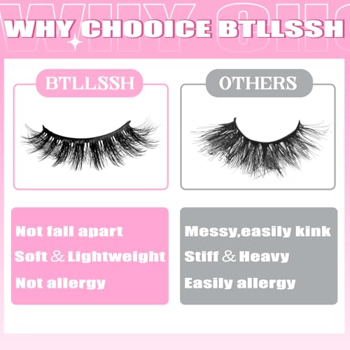 8Pair 3D5D 0.55INCH Fluffy Natural Look Faux Mink Lashes Thick False Eyelashes Volume Cat Eye Lashes Extension with Dark Pink Box