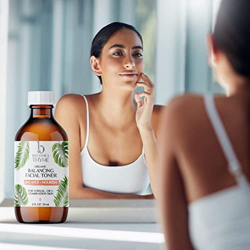 Brittanie's Thyme Organic Balancing Witch Hazel Facial Toner, 4 oz | Peppermint & Sweet Orange Oils Relieve & Calm Complexion | Gentle, Fast Acting Toner