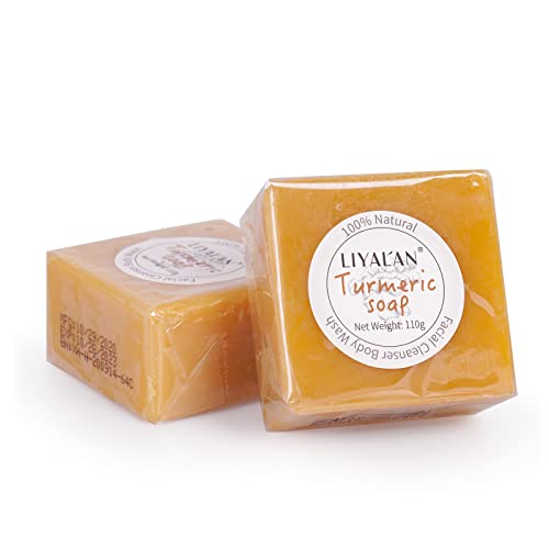 LIYALAN Turmeric Soap Bar for Face & Body-Tumeric Soap,Smooth Skin,Deep Cleansing, Natural Handmade Soap Sensitive Skin Formula, Vegan Soap