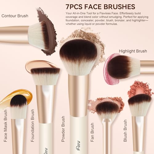 49 Pcs Makeup Brushes Set, Professional Premium Make up Brushes Kit with Leather Case, Complete Makeup Brush Set for Foundation, Blush, Contour, Concealer Eye and Face Makeup Cosmetic Tools
