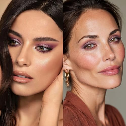 Noerrors Plum Light Burgundy Eyeshadow Quad Palette, Nude Beige Brown Taupe Mauve Natural Velvet Matte Eyeshadow for Women, Silky Fine Powder Lightweight Blendable Neutral Shimmer Eye Makeup Palette