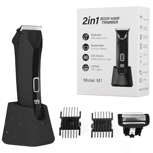 Body Trimmer for Men, 2-in-1 Electric Shaver for Pubic Hair, Chest, Legs, IPX6 Waterproof Wet/Dry Men¡¯s Ball Shaver