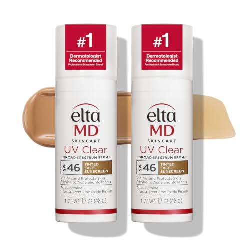 EltaMD UV Clear Tinted Sunscreen SPF 46/50 2-Pack - Oil-Free, Broad Spectrum