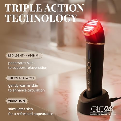 GLO24K 3-in-1 Red Light Massager for Face & Neck