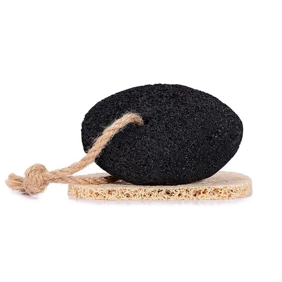 RDRKR Pumice Stone Foot and Hand Scrubber - Natural Lava Stone for Callus Remover, Foot Exfoliation, Hand Scrub, Pedicure Tool, Dry Skin Remover, Promote Healthy Foot and Hand Care (Black)