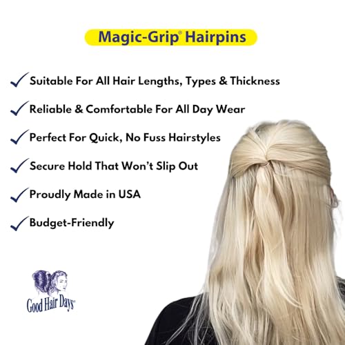 Good Hair Days Magic-Grip Hairpins – 10 U-Pins for Strong Hold