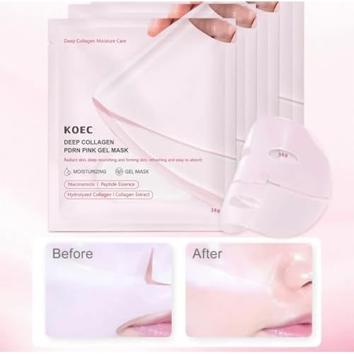 KOEC Deep Collagen PDRN Pink Gel Mask, Moisturizing Face Treatment with Niacinamide, Peptide Essence, Hydrolyzed Collagen, 36g