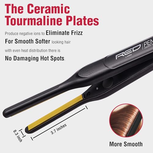 Red by Kiss 0.3 Inch Ceramic Flat Iron for Short Hair & Edges