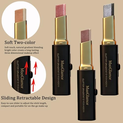 MooGlamor 6-Piece Glitter Eyeshadow Stick Set | Waterproof & Shimmer