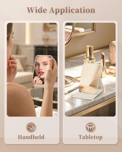 VPU Foldable Portable Makeup Mirror - Compact Travel Mirror with Adjustable Stand