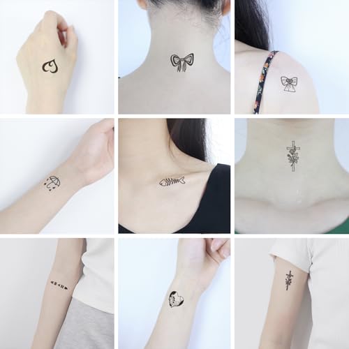 28 Sheets Minimalist Line Art Temporary Tattoos, Black