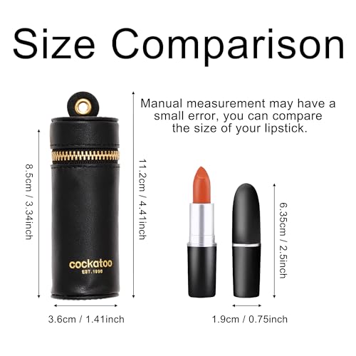 Cockatoo Nappa Leaeher Zipper Lipstick Case with Keyring Chapstick Holder Keychain (Chili)