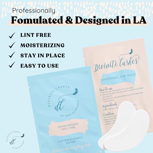 100 Pairs Under Eye Gel Pads Lash Extensions - Lash Supplies for Eyelash Extension Supplies - Hydrogel Under Eye Patches for Lash Extensions, Aloe Vera, Lint Free, Parches Para Pestañas - DiviniTi