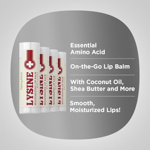 Piping Rock Lysine Lip Balm | 4 Pack | Moisturizing Ointment | Non-GMO and Gluten Free