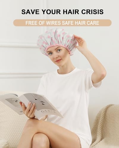 YIZIJIZI Reusable Heat Cap for Deep Conditioning & Hair Dyeing - White Pink
