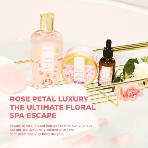 Spa Luxetique Spa Baskets for Women Gift, Womens Spa Gift Baskets, 15pcs Rose Spa Sets, Spa Kit Includes Body Oil, Bubble Bath, Bath Sets for Women, Mothers Day Gifts
