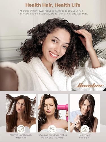 Hicober Microfiber Hair Towel Wrap - Quick-Drying, 3-Pack
