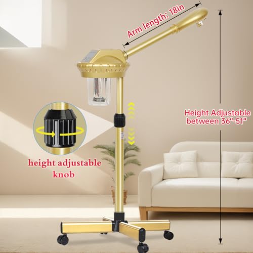 Professional Facial Steamer with Wheels, Ozone & 30-Min Timer
