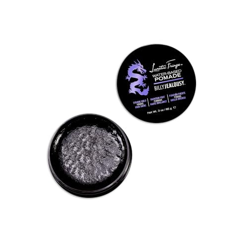 Billy Jealousy Lunatic Fringe Water-Based Pomade for Men - Strong Hold & High Shine, 3 oz