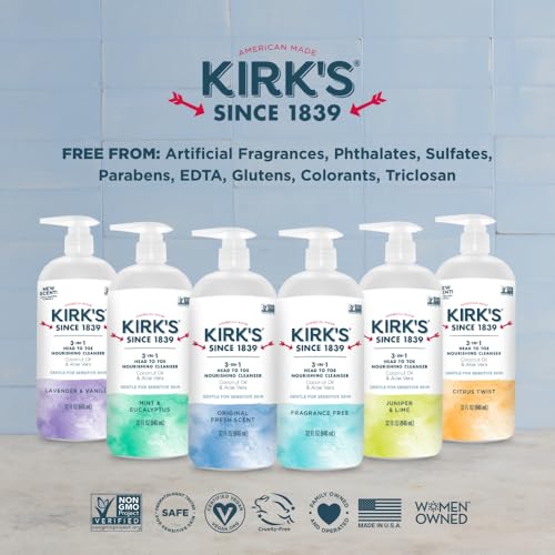 Kirk's Citrus Twist 3-in-1 Cleanser - Shampoo, Body Wash & Bubble Bath, 32 oz