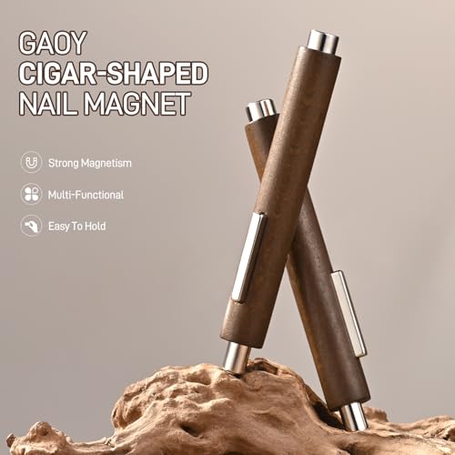 GAOY 3-in-1 Cat Eye Magnet for Nails, Cigar Shape Nail Magnet, Multi-Function Nail Magnets for Nail Art DIY at Home, Brown
