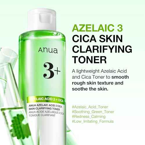 Anua Azelaic Acid 3 CICA Skin Claryfing Toner, Soothing & Clear Care, with Salicylic Acid & Azelaic Acid, Sebum & Spot Care, Suitable for Sensitive Skin, Korean Skin Care (250ml / 8.45 fl.oz.)