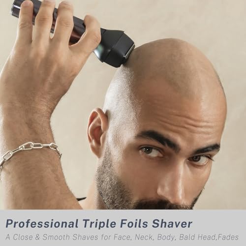 Beard Trimmer for Men, All-in-One Professional Hair Clippers and Foil Shavers Set with Nose Body Hair Trimmers, Precision Dial Adjustable 20 Settings, IPX7 Waterproof Wet and Dry, USB-C Charge Base