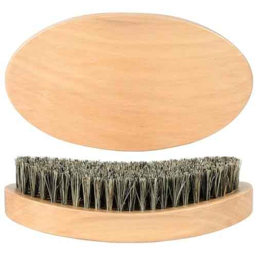 Curved 360 Wave Brush For Men, Medium Hard Palm Wave Brush for Laying Down 360 Waves, Made with Natural Boar Bristle and Wood, Easy to Hold, Perfect for Creating 360 Layer Hair Waves