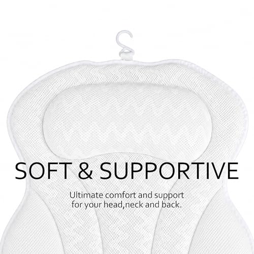 Bath Pillow with Neck & Back Support - 4D Mesh, Suction Cups