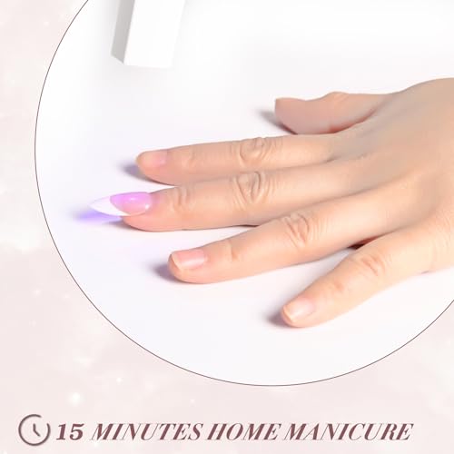 GloBlingle Classic French Gel Nail Tips - 400Pcs French Tip Press on Nails Medium Almond Fake Nails 5 in 1 Acrylic UV Gel Tips Building Gel Top Coat Cover Jelly Gel Tips Nail Extension DIY XS/S/M/L