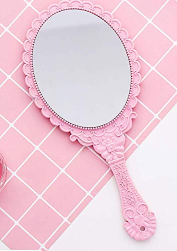 Handheld Mirror with Handle, 10in Vintage Compact Makeup Mirror