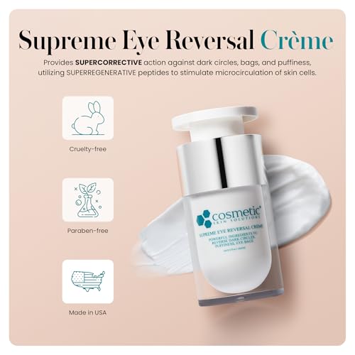 Supreme Eye Reversal Cr?me ? Anti Aging Eye Cream for Dark Circles, Puffiness, and Fine Lines ? Peptide-Infused Hydrating Formula with Caffeine, Green Tea, and Hyaluronic Acid ? 0.5 fl oz