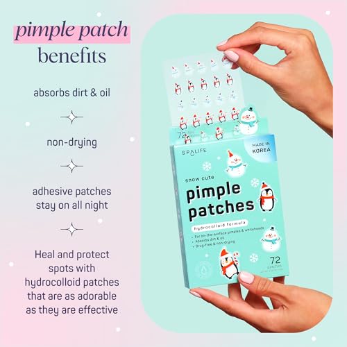 SpaLife Beauty Frosty Friends Pimple Patches for Face | Korean Hydrocolloid Zit Patches | Pimple Stickers Christmas Gifts for Women | Blemish Patch | Cute Acne Patch | Stocking Stuffers | 216 Count