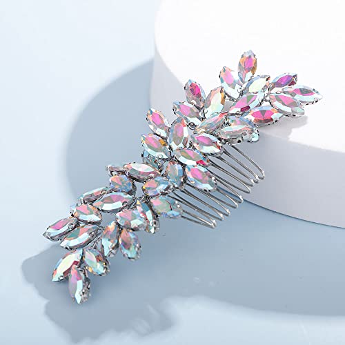 Rhinestone Hair Comb - Bridal Side Comb AB Crystal 15cm