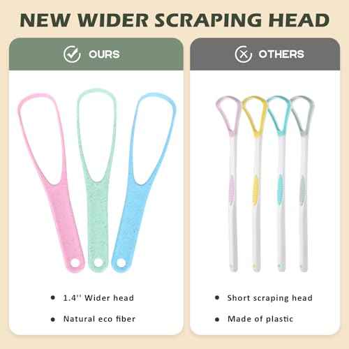 Tongue Scraper Cleaner PETA Approved Vegan Natural Eco Fiber Material 100% BPA Free Tongue Scrapers for Oral Care & Hygiene - 3 Count
